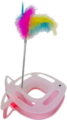 ANNAM Toy in the shape of a fish with a ball on the tongue 30 cm, pink - Cat Toy - Main image