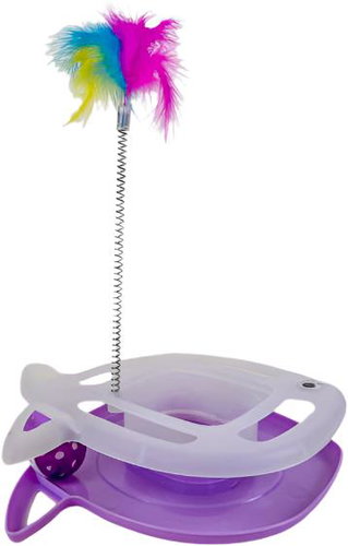 ANNAM Fish-shaped toy with ball on the tongue 30 cm, purple - Cat Toy - Main image
