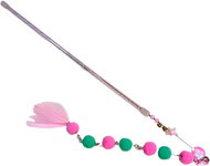 ANNAM Teaser with pom pom string and feather 40 cm, pink - Cat Toy