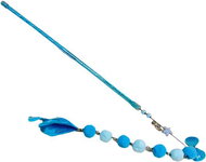 ANNAM Teaser with pom pom string and feather 40 cm, blue - Cat Toy