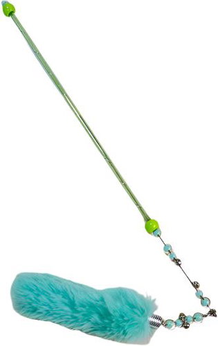 ANNAM Teaser for cats with feather and heart 45 cm, green - Cat Toy - Main image