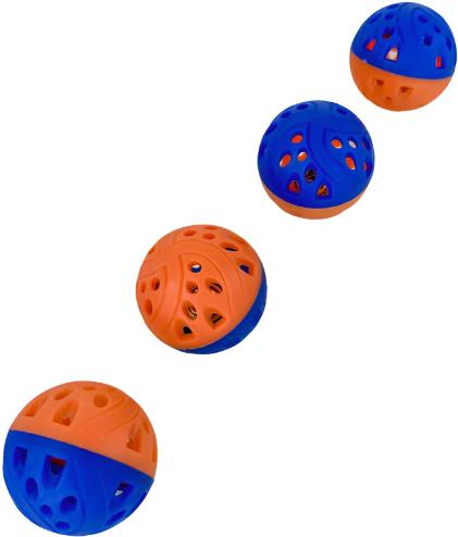ANNAM Rattling balls for cats 4,5 cm 4 pcs orange-blue - Cat Toy Ball - Main image