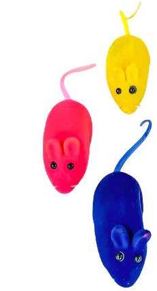 ANNAM Coloured mice for cats 13 cm 3 pcs mix of colours - Cat Toy Mouse - Main image