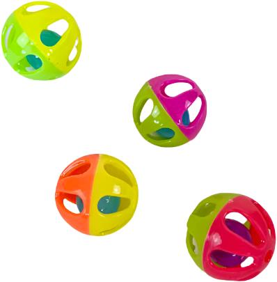ANNAM Rattling balls 3,5 cm 4 pcs mix of colours - Cat Toy Ball - Main image