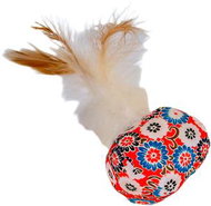 ANNAM Plush ball with feathers 15 cm, red - Cat Toy