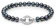 ANNA PERLY Attractive pearl necklace. black pearls with decorative clasp. with cubic zirconia (Ag 92 - Bracelet