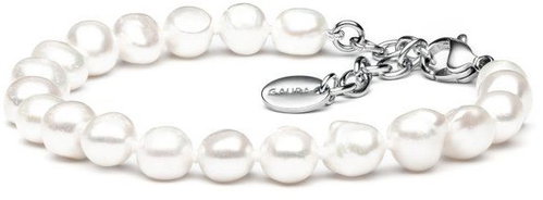 ANNA PERLY Bracelet made of genuine white baroque pearls with attractive variable clasp - Bracelet - Main image