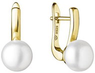 ANNA PERLY Időtlen női lógós fülbevaló aranyozott ezüstből, fehér édesvízi gyönggyel (Ag 925/1000; 5 g) - Fülbevaló