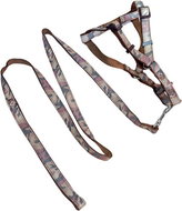 ANNAM Small reflective leash with harness, leash 150 cm, harness circumference 30-40 cm, brown - Leash