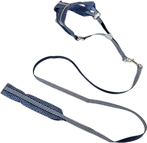 ANNAM Reflective leash set with harness 1 cm, harness 30-50 cm, leash 110 cm, grey - Leash - Main image