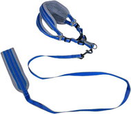ANNAM Padded leash with harness, leash 120 cm × 1,5 cm, harness circumference 40-50 cm, blue - Leash