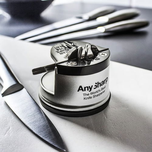 AnySharp Knife Sharpener, Hands-Free Safety, PowerGrip Suction, Safely  Sharpens All Kitchen Knives, Ideal for Hardened Steel & Serrated, World's  Best