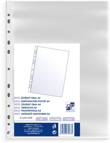 KARTON P+P A4/45 Mikron, glänzend - Packung mit 100 Stück - Prospekthülle - Hauptbild