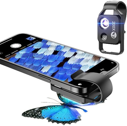 APEXEL 200x Pocket Cell Phone Microscope Lens with LED CPL for iPhone  Android