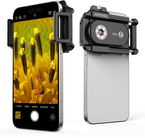 Apexel 300X Microscope Lens with LED Light & UV Light - Phone Camera Lens - Main image