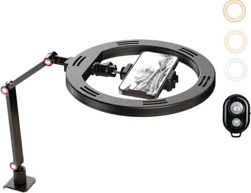 Apexel Clip Flexible Desk stand with ring light for overhead photography - Camera Light - Main image