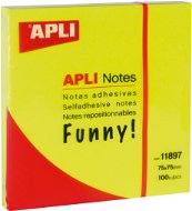 APLI 75 × 75 mm, 100 lístkov, žiarivo žltý - Samolepiaci bloček