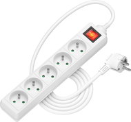 AlzaPower prodlužovací přívod 230V 5 zásuvek vypínač 1.5m bílý - Prodlužovací kabel