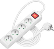 AlzaPower prodlužovací přívod 230V 4 zásuvky vypínač 2m bílý - Prodlužovací kabel