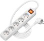Extension Cable AlzaPower extension cord 230V 5 sockets 2m with switch white - Prodlužovací kabel
