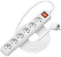 AlzaPower extension cord 230V 6 sockets 2m with switch white - Extension Cable
