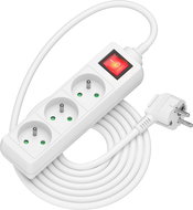 AlzaPower extension cord 230V 3 sockets switch 3m white - Extension Cable