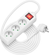 AlzaPower extension cord 230V 3 sockets switch 5m white - Extension Cable