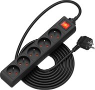 AlzaPower extension cord 230V 5 sockets 5m with switch black - Extension Cable