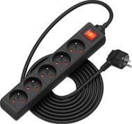 AlzaPower prodlužovací přívod 230V 5 zásuvek 5m s vypínačem černý - Prodlužovací kabel
