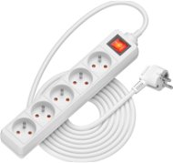 AlzaPower hosszabbító kábel 230V 5 aljzat, kapcsolóval 5m fehér - Hosszabbító kábel