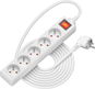 AlzaPower hosszabbító kábel 230V 5 aljzat, kapcsolóval 5m fehér - Hosszabbító kábel