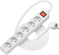 AlzaPower extension cord 230V 6 sockets 5 meters with switch white - Extension Cable