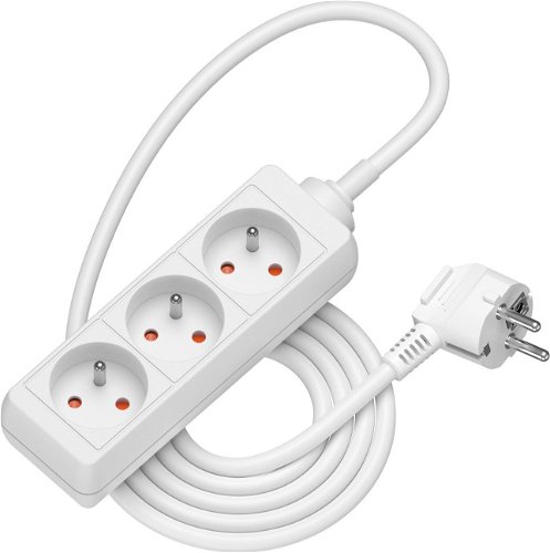 AlzaPower extension cord 230V 3 sockets 1.5m white - Extension Cable