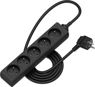 AlzaPower prodlužovací přívod 230V 5 zásuvek 1.5m černý - Prodlužovací kabel
