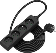 AlzaPower prodlužovací přívod 230V 4 zásuvky 3m černý - Prodlužovací kabel