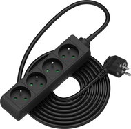 AlzaPower prodlužovací přívod 230V 4 zásuvky 5m černý - Prodlužovací kabel