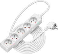 AlzaPower Hosszabbító kábel, 230 V, 5 aljzat, 5 m, fehér - Hosszabbító kábel