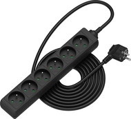 AlzaPower extension cord 230V 6 sockets 5m black - Extension Cable