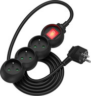 AlzaPower Arc extension cord 230V 3 sockets switch 1.5m black - Extension Cable