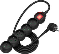 AlzaPower Arc extension cord 230V 5 sockets switch 2m black - Extension Cable