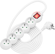 AlzaPower Arc extension cord 230V 5 sockets switch 5m white - Extension Cable