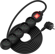 AlzaPower Arc extension cord 230V 5 sockets switch 5m black - Extension Cable