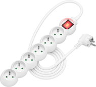 AlzaPower Arc extension lead 230V 6 sockets switch 2m white - Extension Cable