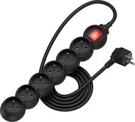 AlzaPower Arc extension cord 230V 6 sockets switch 2m black - Extension Cable