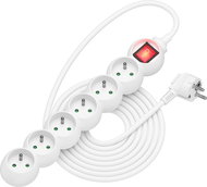 AlzaPower Arc extension cord 230V 6 sockets switch 5m white - Extension Cable