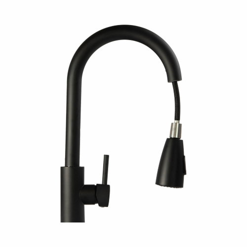 APT DA732 Kitchen sink mixer tap with pull-out spray 38cm, black - Tap - Main image