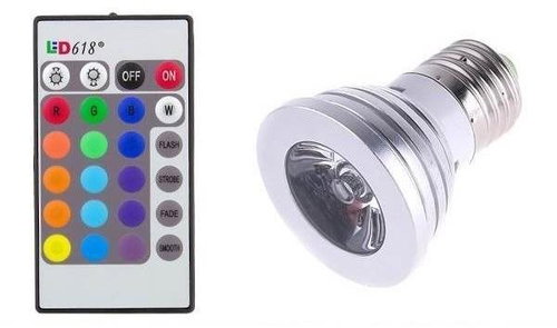 APT ZD7 RGB LED bulb E27 3W with remote control - LED Bulb - Main image