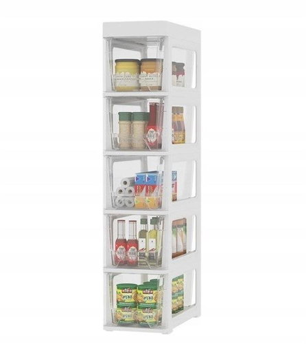 eCa PO13 Regál s boxy na kolečkách, 5 polic bílý - Regál - Main image