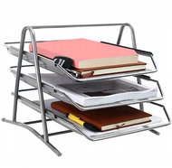 ISO 16112 Drátěný stolní odkladač kancelářský 3-šuplík šedý - Paper Tray