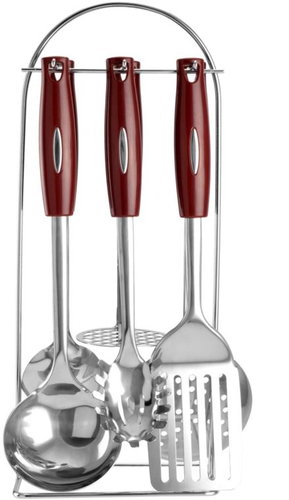 Perfect Home Serving set stainless steel 6 pieces + stand - Kitchen Utensil - Main image